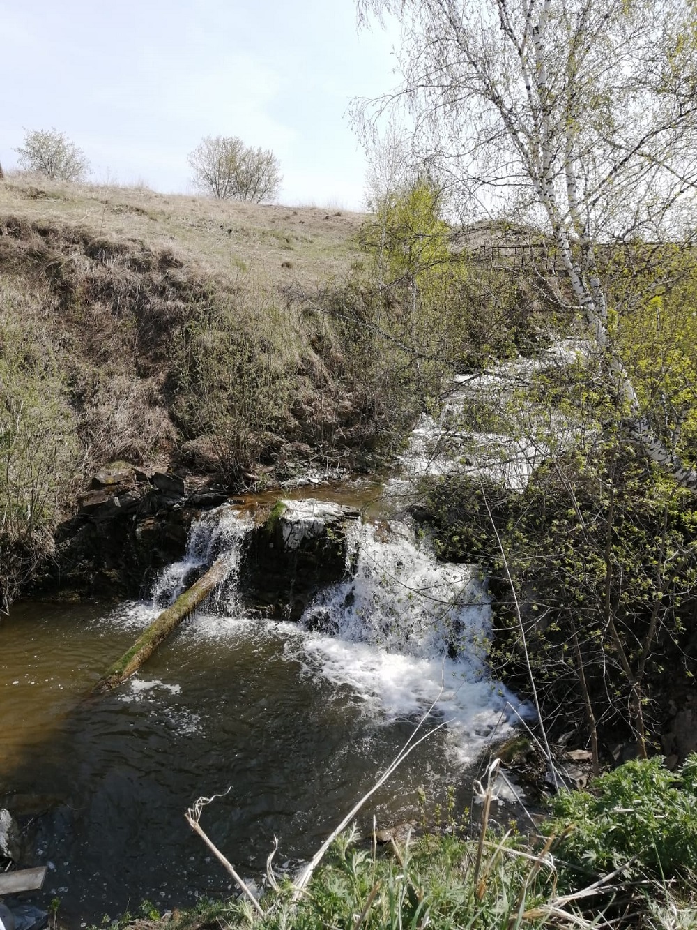 На водопаде в селе Гусельниково местные жители убрали мусор и прорубили  ступени - Искитимская газета