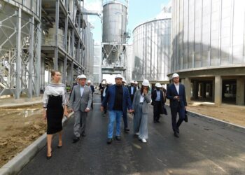 На экскурсии на площадке производственного комплекса по переработке масличных культур. Фото Анны Зубаревой